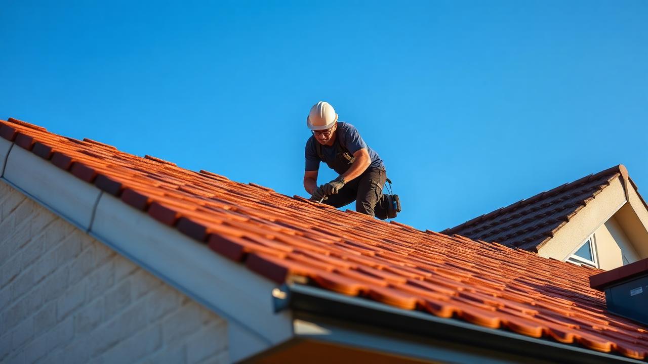 Couvreur professionnel posant des tuiles en zinc sur une toiture résidentielle dans les Hauts-de-France
